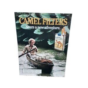 1987 Camel Filters Man In A Canoe Original Print Ad Vintage 80s
